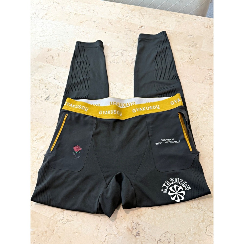 Nike Gyakusou Signature Men's Running Tights M Black Yellow Pockets
